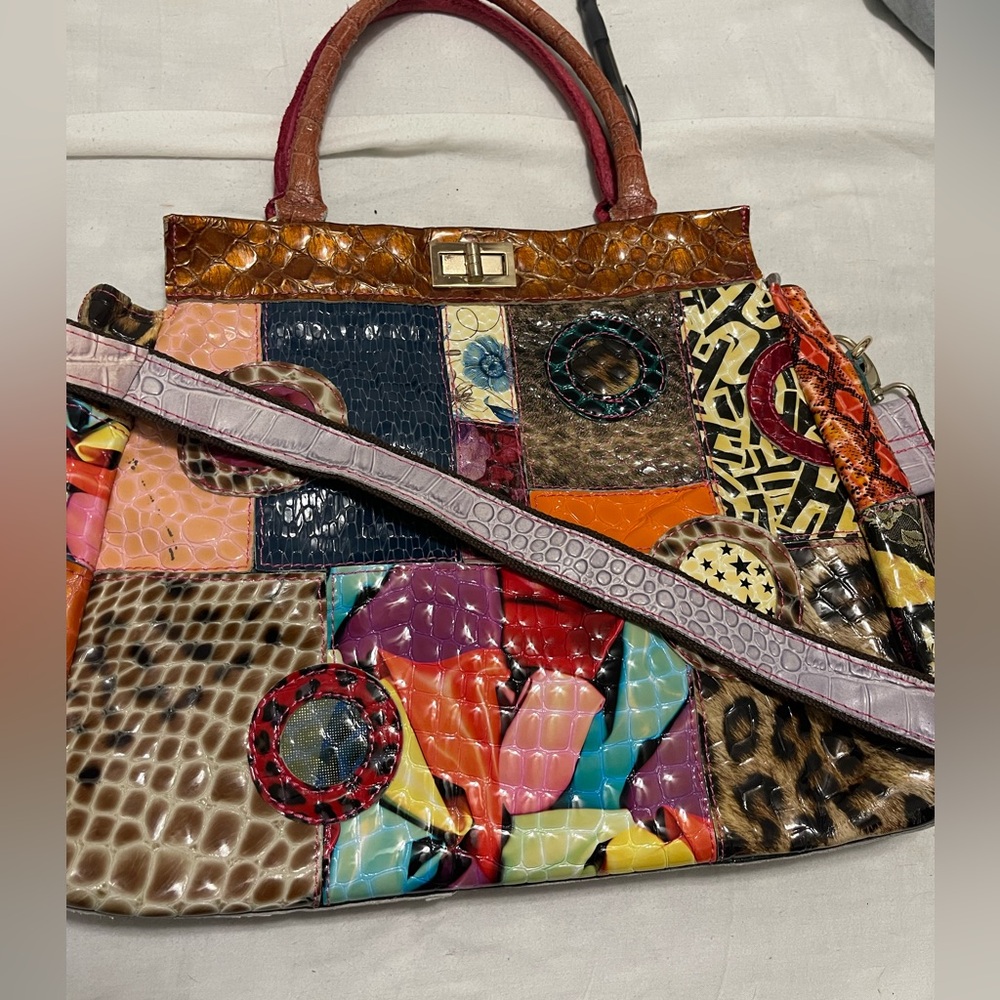 Multicolor Patchwork Leather Shoulder Bag - image 4